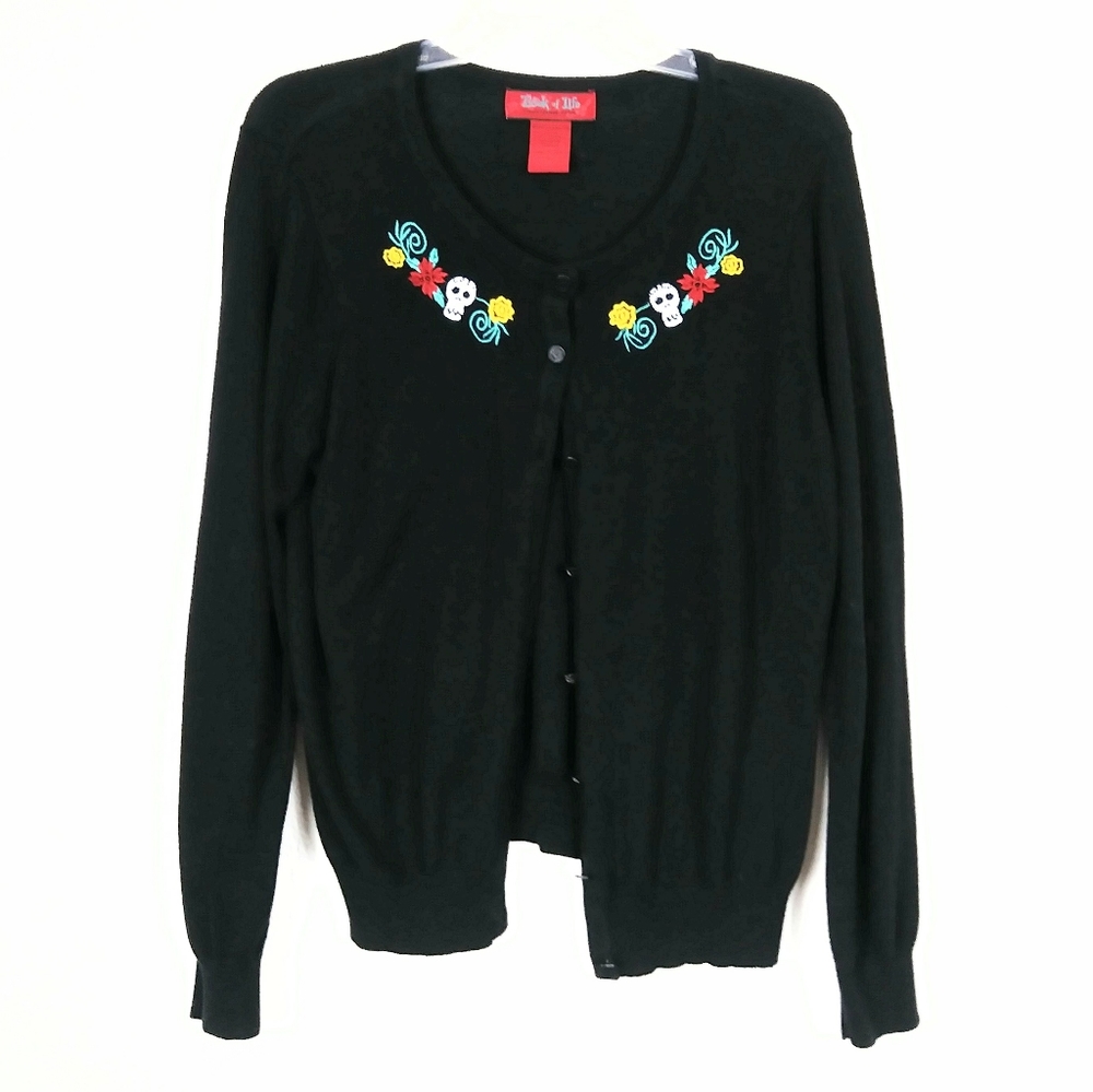Back to Life Day of the Dead Black Cardigan Sweate